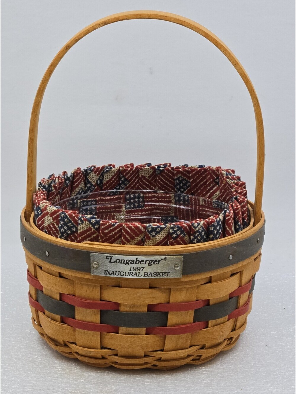 Longaberger 1997 Inaugural Basket Patriotic + Protector, Old Glory Flag Liner